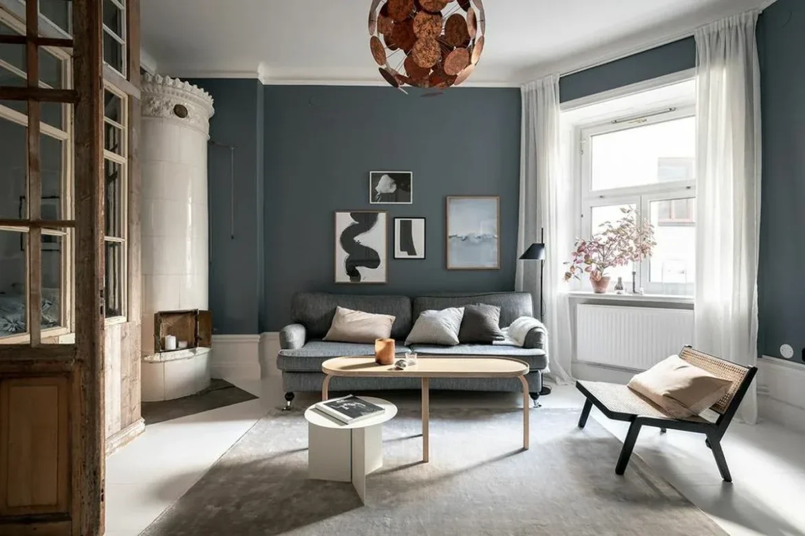 A unique small apartment in Sweden with a vintage partition